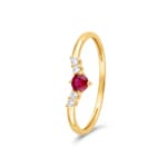 Bague or jaune 750/18 ct avec rubis & diamants 0.05 ct