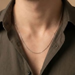 Collier vénitienne diamantée octogonale or gris 750/18 ct 1.1mm - CVE2009