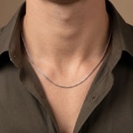 Collier vénitienne diamantée octogonale or gris 750/18 ct 1.1mm - CVE2009