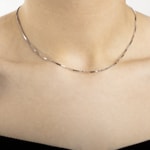 Collier vénitienne diamantée or gris 750/18 ct 1.3mm - 1241.00112