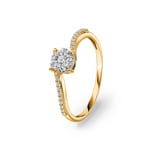 Verlobungsring 750/18 K Gelbgold mit Diamanten 0.22 ct H/si
