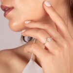 Bague de fiançailles or jaune 750/18 ct avec diamants 0.23 ct H/si - RI-55371-GG