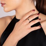 Bague de fiançailles or jaune 750/18 ct avec diamants 0.25 ct H/Si et saphir 0.36 ct - PR03357-2-GG