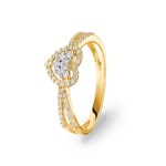 Verlobungsring 750/18 K Gelbgold mit Diamanten 0.29 ct H/si, Herz