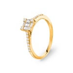 Bague de fiançailles or jaune 750/18 ct avec diamants 0.30 ct H/si