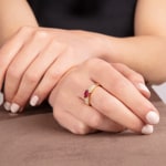 Engagement Ring 750/18 K Yellow Gold with Diamonds 0.32 ct H/Si and Ruby 0.54 ct - PR04920-3-GG