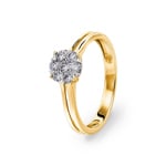 Verlobungsring 750/18 K Gelbgold mit Diamanten 0.33 ct H/si