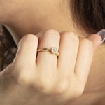 Bague de fiançailles or jaune 750/18 ct avec diamants 0.44 ct H/si - SO-068399-GG