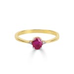 Bague de fiançailles or jaune 750/18 ct avec rubis 0.50 ct & diamants 0.01 ct H/si Ø 54 - E26160