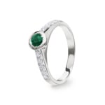 Verlobungsring 750/18 K Weissgold mit Diamanten 0.26 ct H/Si und Smaragd 0.27 ct