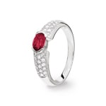 Verlobungsring 750/18 K Weissgold mit Diamanten 0.31 ct H/Si und Rubin 0.58 ct