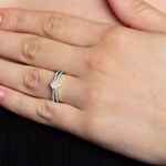 Bague de fiançailles or gris 750/18 ct avec diamants 0.42 ct H/si - SO-068375-WG