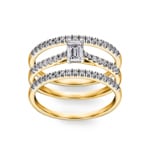 Bague de fiançailles et bagues assorties or jaune 750/18 ct avec diamants 0.75 ct H/si - RI-03966-GG
