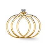 Bague de fiançailles et bagues assorties or jaune 750/18 ct avec diamants 0.75 ct H/si - RI-03966-GG