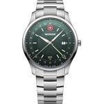 Wenger City GMT Steel Silvery / Green Ø 42mm - 01.1442.107