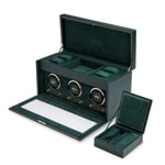 Wolf 1834 British Racing 3 Piece Watch Winder with Storage Green - 792341
