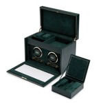 Wolf 1834 British Racing Double Watch Winder with Storage Green - 792241