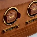 Wolf 1834 Brogue Double Watch Winder with Storage Burnished Brown - 440206