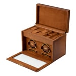 Wolf 1834 Brogue Double Watch Winder with Storage Burnished Brown - 440206