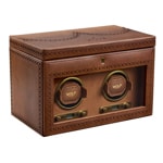 Wolf 1834 Brogue Double Watch Winder with Storage Burnished Brown
