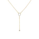 Y-Necklace 750/18 K Yellow Gold with Diamonds 0.13 ct H/si