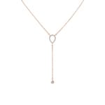 Y-Necklace 750/18 K Rose Gold with Diamonds 0.13 ct H/si