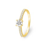 Zirkonia Solitärring 375/9 K Gelbgold mit Seitensteinen