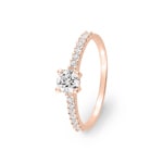 Zirkonia Solitärring 375/9 K Roségold mit Seitensteinen