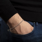 Bracelet palmier or gris 750/18 ct 2.5mm 19cm - 1271.03995/1900