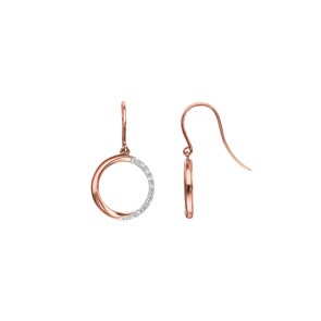 Boucle d'oreilles pendantes or rose 750/18 ct avec diamants 0.05 ct H/si