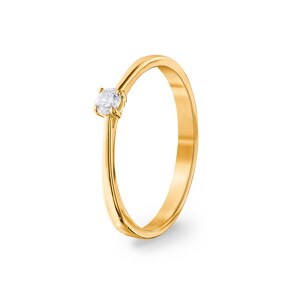 0.10 carats diamants bague de fiançailles or jaune 750/18 ct, 4 griffes