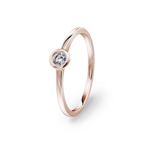 0.10 carats diamants bague de fiançailles or rosé 750/18 ct, Serti clos