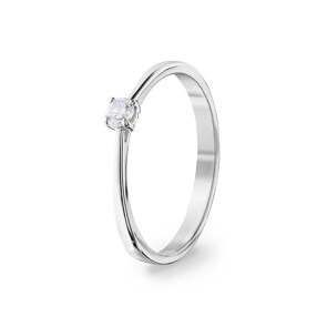 0.10 Karat Diamant Verlobungsring 750/18 K Weissgold, 4-Griff