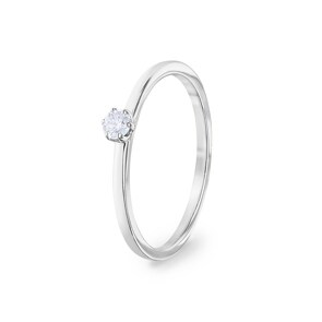 0.10 Karat Diamant Verlobungsring 750/18 K Weissgold, 6-Griff