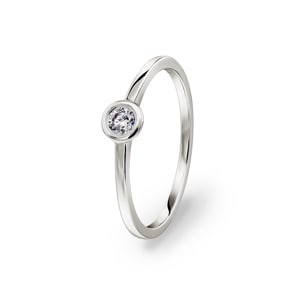0.10 Karat Diamant Verlobungsring 750/18 K Weissgold, Zargenfassung