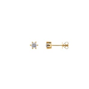 0.10 Karat Solitär Diamantohrstecker 750/18 K Gelbgold, 6-Griff