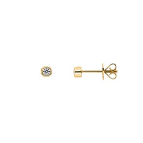 0.10 Karat Solitär Diamantohrstecker 750/18 K Gelbgold, Zargenfassung