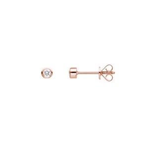 0.10 carats diamants clous d'oreilles solitaire or rosé 750/18 ct, Serti clos