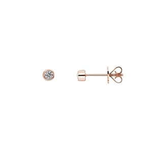 0.10 Karat Solitär Diamantohrstecker 750/18 K Roségold, Zargenfassung