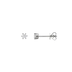 0.10 carats diamants clous d'oreilles solitaire or gris 750/18 ct, 6 griffes
