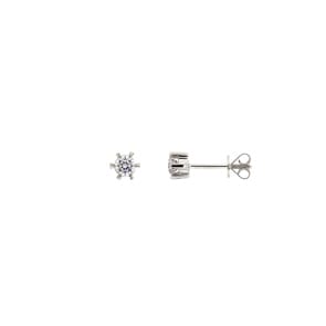 0.10 Karat Solitär Diamantohrstecker 750/18 K Weissgold, 6-Griff