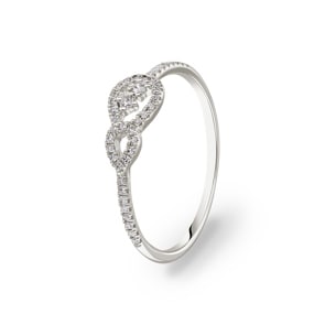 0.14 carats diamants bague or gris 750/18 ct