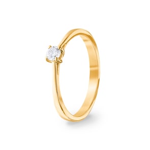 0.15 Karat Diamant Verlobungsring 750/18 K Gelbgold, 4-Griff