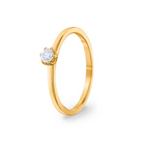 0.15 carats diamants bague de fiançailles or jaune 750/18 ct, 6 griffes