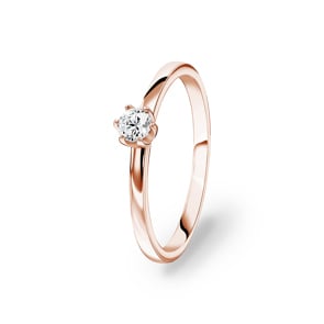 0.15 Karat Diamant Verlobungsring 750/18 K Roségold, 6-Griff