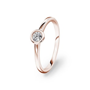 0.15 Karat Diamant Verlobungsring 750/18 K Roségold, Zargenfassung