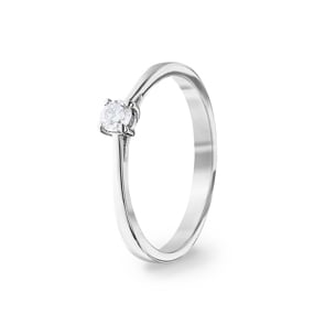 0.15 Karat Diamant Verlobungsring 750/18 K Weissgold, 4-Griff