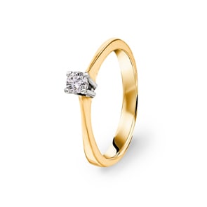 0.15ct Diamant Solitärring 750/18 K Gelb-/ Weissgold Ø 54