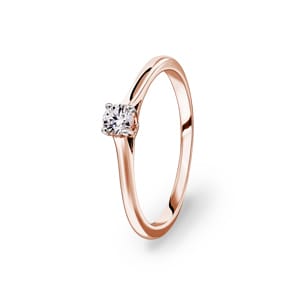 0.15ct diamant bague solitaire or rosé 750/18 ct