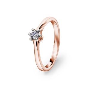 0.15ct diamant bague solitaire or rosé 750/18 ct
